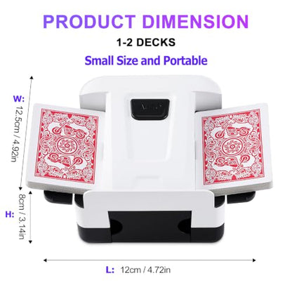 FEIERYA Automatic Card Shuffler 2/1/4/6 Deck | Battery-Operated Electric Playing Card Shuffler,Compatible with UNO,Poker for Home Card Game,Travel - size: 2 Decks Rechargeable USB