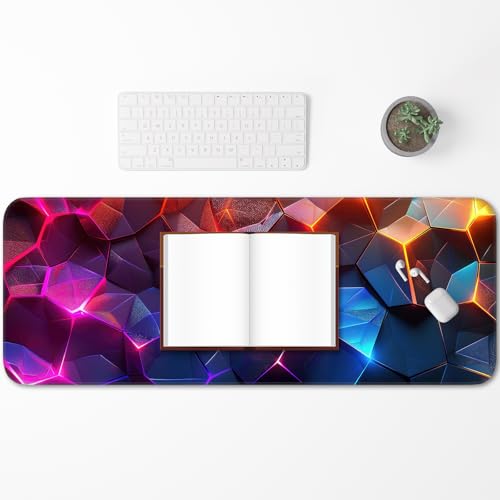 Gaming Mouse Pad, Geometric Design, Non-Slip Rubber Bottom, Stitched Edges, for Home, Office, Gaming, 31.5 x 11.8 Inch Full Desktop Large Mouse Pad for Gamers - color: geometry