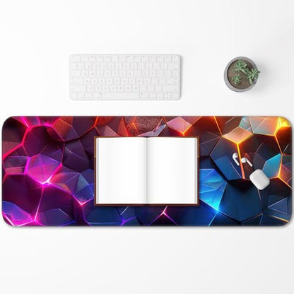 Gaming Mouse Pad, Geometric Design, Non-Slip Rubber Bottom, Stitched Edges, for Home, Office, Gaming, 31.5 x 11.8 Inch Full Desktop Large Mouse Pad for Gamers - color: geometry