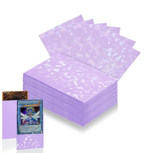 100 Count Pale Purple Card Sleeves for Trading Cards, Perfect Fit Shiny Card Sleeves, Holographic Card Sleeve Fit for Magic, Photo Card, Sports Cards (66x91mm) Waterproof, dustproof and Sturdy - color: Kt-pale Purple