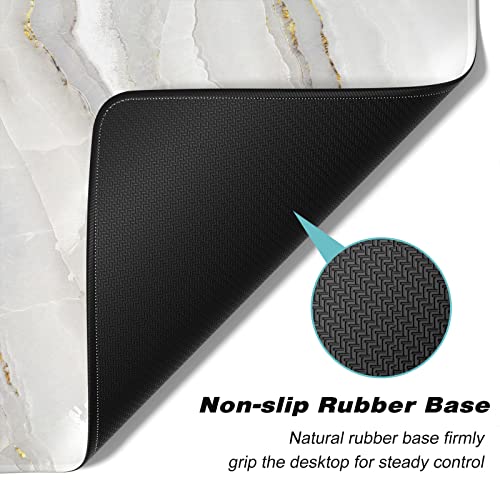 Extended Gaming Mouse Pad, XXL Large Desk Pad 30 x 14 Inch, Big Computer Keyboard Mousepad, Waterproof Mouse Mat with Stitched Edges and Non-Slip Base for Women Office Gaming, White Marble - color: White Marble