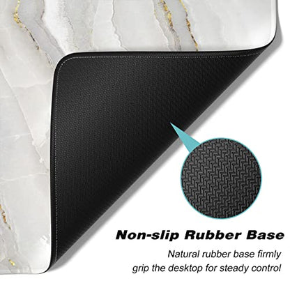 Extended Gaming Mouse Pad, XXL Large Desk Pad 30 x 14 Inch, Big Computer Keyboard Mousepad, Waterproof Mouse Mat with Stitched Edges and Non-Slip Base for Women Office Gaming, White Marble - color: White Marble