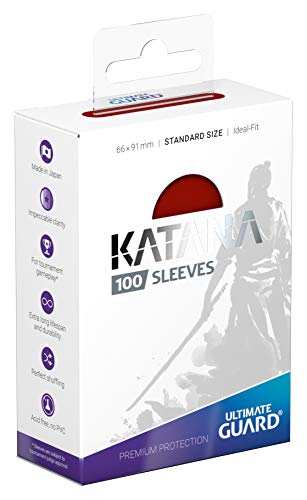 Ultimate Guard Katana Card Sleeves: 100 Standard Size TCG Sleeves, 66 x 91mm, Red Back, Tournament Quality, No PVC & Acid-Free, High Clarity - color: Red, size: Standard Size (66 x 91mm)