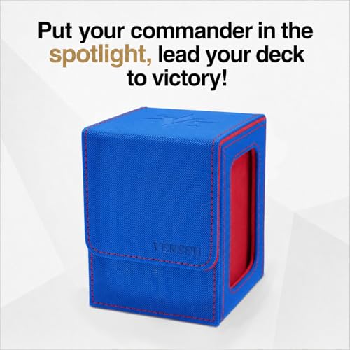 MTG Deck Box with Commander Display, Fits TCG Cards (Blue&Red) | Holds 120 Single/100 Double-Sleeved Cards, Fit MTG/PTCG/OPTCG Cards, Strong Magnet, PU Leather, With 2 Dividers & 1 Toploader - color: Blue and Red