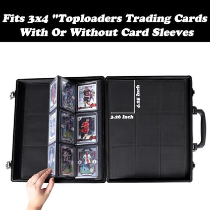 Azamou Toploader Binder for Trading Cards, Hard Cases, Holds 216 Toploaders, 9 Pocket Sleeves for 3" x 4" Cards (Black 216-Toploaders) - color: Black 216-Toploaders