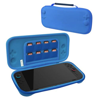RAVEtone Travel Carrying Case Compatible with Nintendo Switch 2 Model 2025, Ultra Slim Premium EVA Portable Hard Shell Pouch Waterproof Game Bag with 16 Game Cartridge Accessories (Blue) - color: Blue, style: Slim