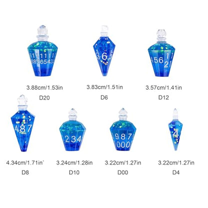 7PCS Potion DND Dice Set,Transparent Sharp Edge Dice Set D&D RPG Polyhedral Dice,for Dungeons and Dragons TTRPG Games Roleplaying Games.(Blue Silk with Scale) - color: Blue Silk With Scale