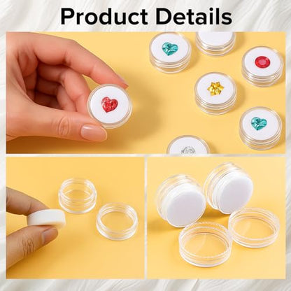 16Pcs Small Clear Bead Storage Organizer Containers with Soft Sponge | Plastic Gemstone Display Box, Round Gemstone Holder Case with Screw Top Lids for, Gems, Beads, Small Items - color: Clear