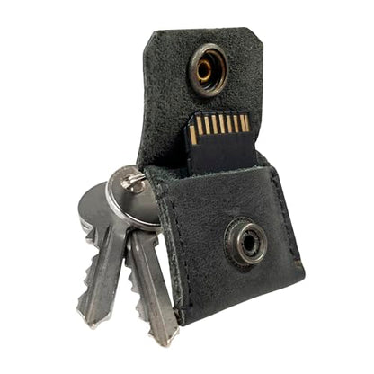 Rustic Leather Switch Cartridge Game Keychain/SD Card/Guitar Pick Holder Handmade by Hide & Drink (Charcoal Black) - color: Charcoal Black