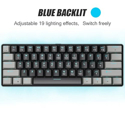 abucow 60% Mechanical Gaming Keyboard Blue Switch Wired Compact Keyboard Anti-Ghosting No-Conflict 61 Swappable keycaps Ergonomic Design for Windows/Mac (Gray-Black) - color: Gray-Black