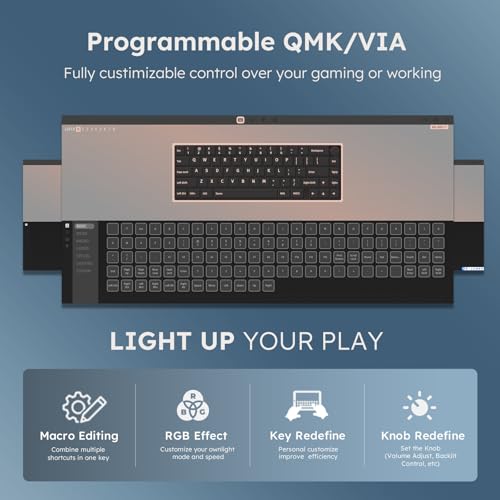 RK ROYAL KLUDGE R65 Wireless Mechanical Keyboard with Volume Knob, Tri-Mode 2.4G/USB-C/BT Gasket Mounted 60% Gaming Keyboard with 66Keys, PBT Keycaps, QMK/VIA, Hot Swappable Cream Switch, Blue - color: Blue