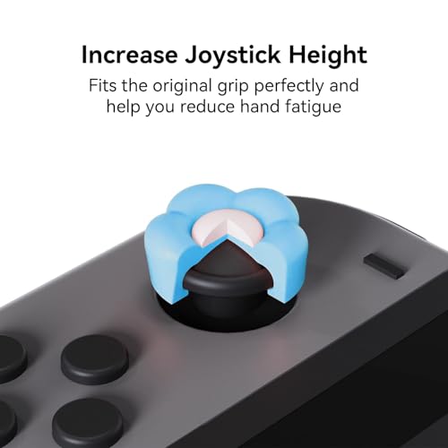 GeekShare Silicone Joy Con Thumb Grip Caps, Joystick Cover Compatible with Switch/OLED/Switch Lite,4PCS - Heart & Flower (Blue&Purple) - color: Heart & Flower Purple