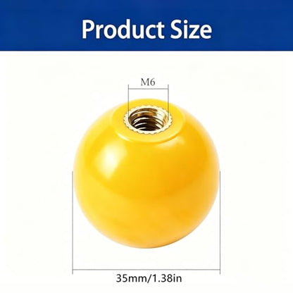 2Pcs Yellow Arcade Joystick Ball Top 35mm M6 Thread Replacement Joystick Knob for DIY Fight Stick, Home Arcade, Commercial Gaming Machine – PS & ABS Material 30g (Yellow) - color: Yellow