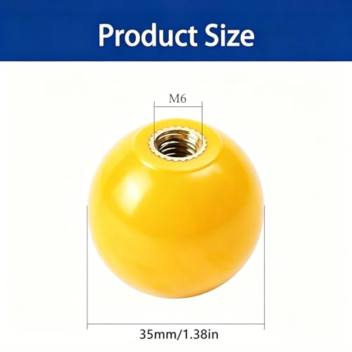 2Pcs Yellow Arcade Joystick Ball Top 35mm M6 Thread Replacement Joystick Knob for DIY Fight Stick, Home Arcade, Commercial Gaming Machine – PS & ABS Material 30g (Yellow) - color: Yellow