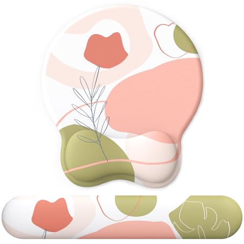 Mouse Pad Wrist Support, Ergonomic Memory Foam Keyboard Wrist Pad & Gel Wrist Rest Set for Computer Keyboard for Easy Typing & Pain Relief for Office & Home (Rose Set) - color: Rose Set