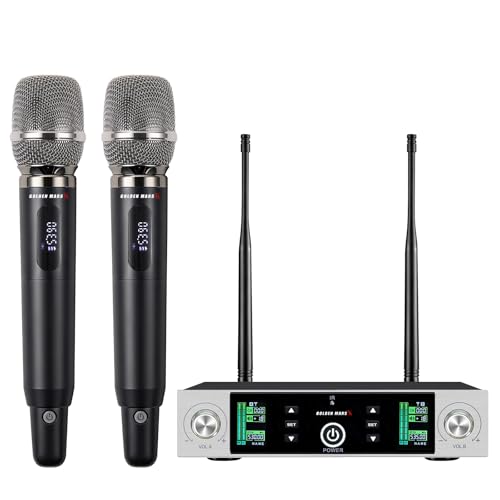 Wireless Microphone System with 400ft Receiving Distance for Singing | 2.4 Automatic Channel Connection Professional Metal 2 Wireless Microphones for Singing Karaoke DJ Church