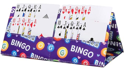 Playing Card Holder for Bridge Canasta Poker Bingo Ticket Purple | for Pull Tabs Gambling Tickets Bingo Accessories for Players Card Game Stuff Supplies - color: Purple