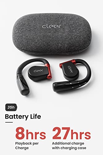 Cleer ARC II Sport Open Ear Headphones, True Wireless Ear Buds with Dual Mic, Sweat Resistant, Multi-Point Connect, 35 Hrs Playtime, Secure Fit, Bluetooth 5.3 Earbuds with Ear Hooks, Preset EQ, Black - color: Black