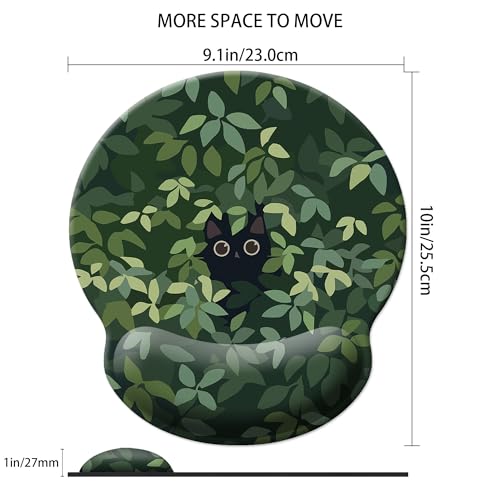 Mouse Pad Wrist Support,Ergonomic Mouse Pad with Wrist Rest,Comfortable Mousepad with Smooth Wrist Rest,Pain Relief Mouse Pads for Non-Slip Base,Computer,Laptop,Office & Home(Cat in The Meadow) - color: Cat in the Meadow