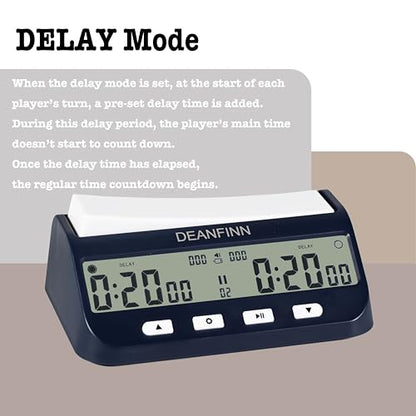Chess Timer Clock, Portable Digital Chess Timer for Professional Board Game Competitions with Basic,Bonus, Delay, and On/Off Alarm