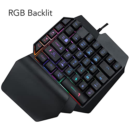 Sanpyl One Handed Gaming Keyboard, RGB Backlit USB Wired Single Hand Mechanical Keyboard, Half Keyboard, Professional Gaming Keypad, for Computer Gaming