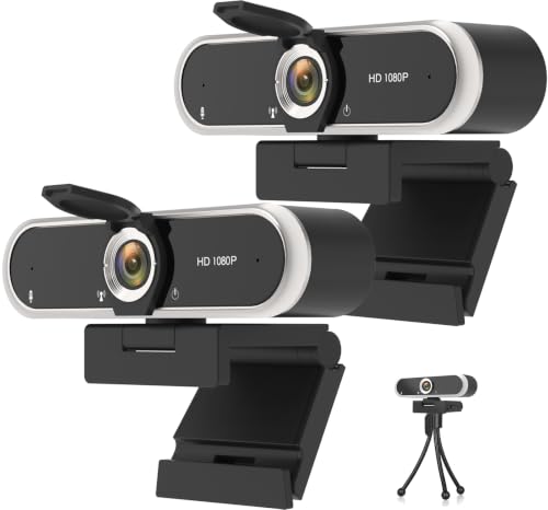 2PCS Webcam 1080P with Microphone & Privacy Cover for PC/Laptop, USB Computer Camera Plug & Play with Auto Light Correction for Video Calls, Live Streaming Gaming & Online Meetings - color: 2PCS 1080P