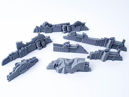 7-Piece Shanty Obstacle Set: Industrial-Style Tabletop RPG Scenery and Wargame Terrain for 28mm Miniatures