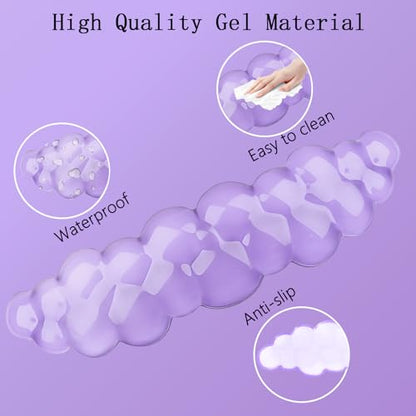 Gel Cloud Wrist Rest Keyboard Clear Purple Mouse Pad with Wrist Rest Set 3PCS Ergonomic Cool Keyboard Wrist Pad Cute Acrylic Coaster Non-Slip Base Cute Transparent Mouse Wrist Pad Support for Computer - color: 3pcs Gel Purple