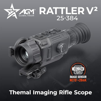 AGM Global Vision Rattler V2 Thermal Imaging Scope for Hunting, High Resolution with High Sensitivity Thermal Optics, Waterproof & Durable, Includes Thermal Targets & Cleaning Cloth - style: 25-384