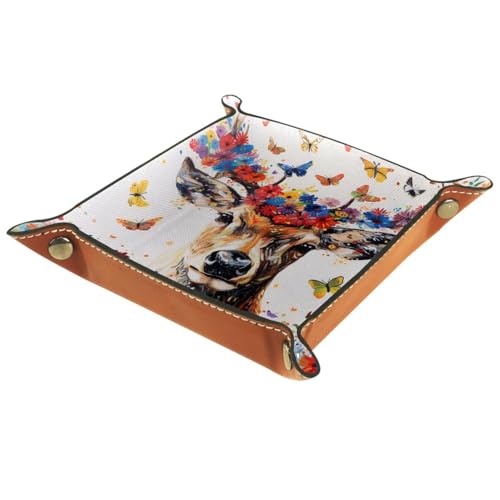 Deer Butterflies Flowers Dice Tray Dice Rolling Tray Folding Dice Holder for Dice Games, Like RPG, DND and Other Table Games - color: Multi 11