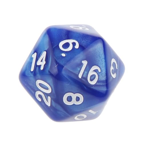 10PCS Polyhedral Dice - D20, 20mm Acrylic, 20 Sided Dice for RPG, MTG, DND, Table Games (Blue) - color: Blue