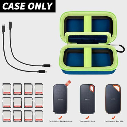 Comecase Dual SSD Case for SanDisk Extreme Portable SSD and Extreme PRO | Holds 2 Drives & 12 SD Cards, Elastic Strap Fit 500GB/1TB/2TB/4TB/8TB, Cable Groove & Carabiner for Travel, Monterey,Box Only - color: Monterey