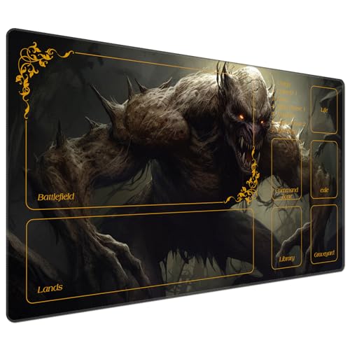 DEGDFSGR for MTG Playmat with Zones 24 x 14 inches for TCG Playmats Non-Slip Rubber Base Commander Play Mat for Card Play mat Iorcana Trading Card Game, an Evil Monster - color: An Evil Monster, size: 24" x 14"