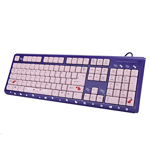 Silent Keyboard Mechanical Membrane USB Wired 104 Keys Adjustable Bracket Ergonomic Design for Laptop Home Office Gaming 45.5x14.7cm (Purple Pink) - color: Purple Pink