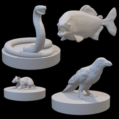 Wizard Familiar Miniatures Set for DnD, D&D, Pathfinder, Table Top RPG, and more - 15-piece set