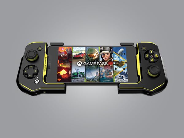 Turtle Beach Atom Mobile Game Controller with Bluetooth for Cloud Gaming on Xbox Game Pass with Android Mobile Devices - Compact Shape & Console Style Controls – Black/Yellow - color: Black/Yellow