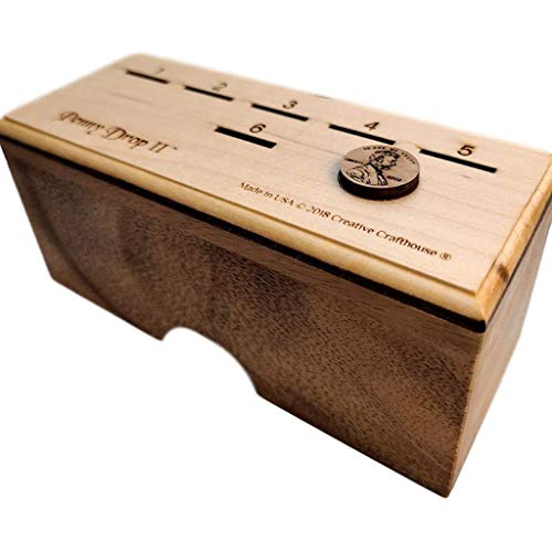 Penny Drop II Wooden Dice Game – Handmade Family Game with Maple Wood Lid - size: Maple Top
