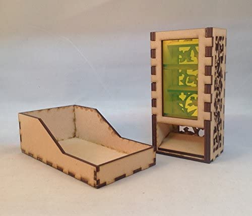 Mini Dice Tower and Tray v5 Neon Yellow Acrylic Window Laser Cut MDF Unique Gift