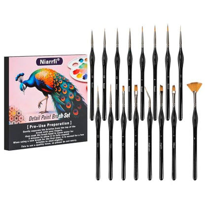 16PCS Miniature Paint Brushes,Detail Paint Brushes Set for Acrylic Watercolor Gouache Oil & Face Painting, Paint by Number, Figurine Black - color: Black