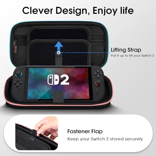 FINTIE Carrying Case for Nintendo Switch 2 (2025), Shockproof Hard Shell Switch 2 Case, Protective Cover Travel Bag with 19 Game Card & 2 Micro SD Card Slots & Inner Pocket, Darknight - color: Darknight