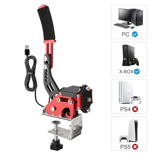 CNSPEED Upgrade 2-in-1 64 Bit USB Handbrake for G920 Compatible With Xbox/Xbox series S/Xbox series X + PC System for Simulated Racing Games with Non-Contact Plus Hall Sensor with Clamp Black+Red - color: RED