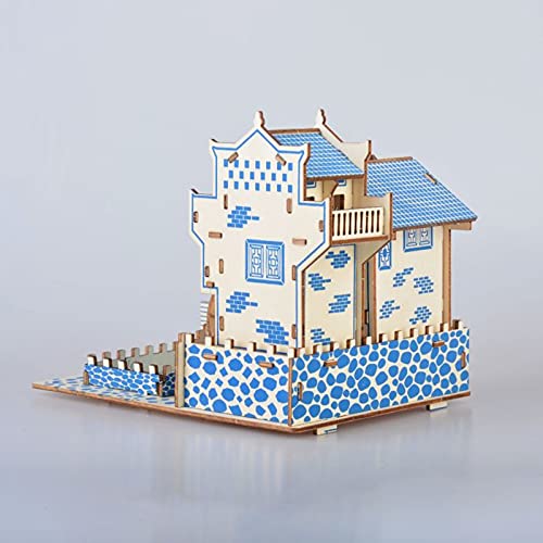 3D Puzzle for Kids, Puzzle for Adults, Cafe Model Kids Puzzles Toys DIY Arts and Crafts for Boys and Girls (8 + Years Old) 63Pcs - color: Ancient Town