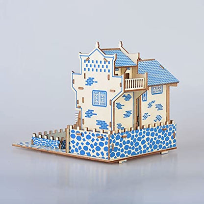 3D Puzzle for Kids, Puzzle for Adults, Cafe Model Kids Puzzles Toys DIY Arts and Crafts for Boys and Girls (8 + Years Old) 63Pcs - color: Ancient Town