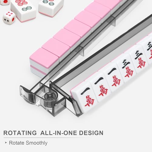 Mahjong Racks with Pushers 4PCS Set Majiang Tile Holder Acrylic Mahjong Racks Accessories and Gifts - color: Black