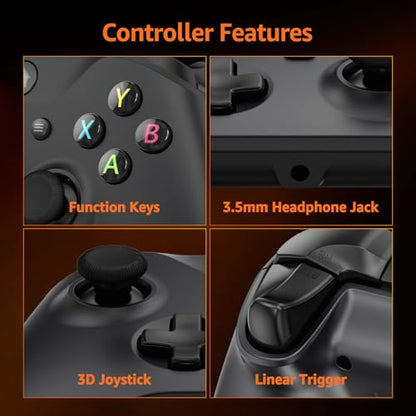 GMVOX Wired Controller for X-BOX ONE,Support Turbo Function,Gamepad with 3.5mm Audio Jack&Dual Vibration,, Compatible with X-BOX One/One S/X, X-BOX Series S/X, PC, IOS, Android Platforms,Black (2 Pack) - color: 2 pack&Black