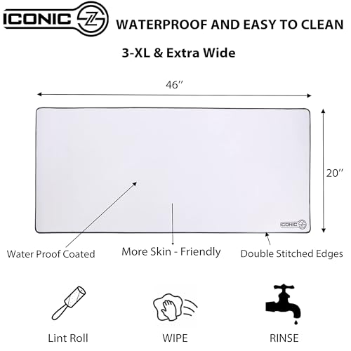 3XL Extended Gaming Mouse Pad/Mat 46"x20"(White) - Large & Wide Desk Cloth Mousepad - Stitched/Water Proof/Non Slip Base - color: White, size: 3XL 46"x20"