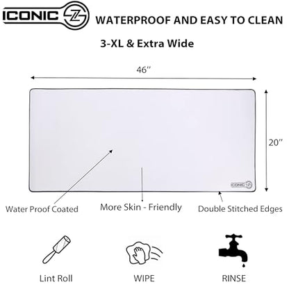 3XL Extended Gaming Mouse Pad/Mat 46"x20"(White) - Large & Wide Desk Cloth Mousepad - Stitched/Water Proof/Non Slip Base - color: White, size: 3XL 46"x20"