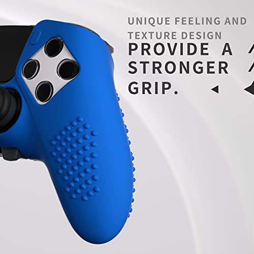 PlayVital 3D Studded Edition Anti-Slip Silicone Cover Case for ps5 Edge Controller, Soft Rubber Protector Skin for ps5 Edge Wireless Controller with 6 Thumb Grip Caps - Blue - color: Blue