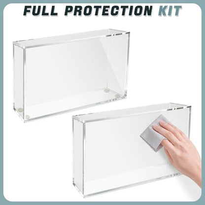 DEDC 1PCS Acrylic Display Case Compatible with Prismatic Evolutions Super Premium Collection 6mm Thick Magnetic Lid Protective Box with Cleaning Cloth and Silicone Pads