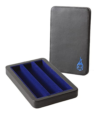 Forged Dice Co. Premium 3-Row Dice Case - Combination Dice Box and Dice Tray - Protects Polyhedral Dice Sets - Felt-Lined Storage Rows - Magnetic Lid Closure - Perfect Metal Dice Storage Box - Blue - color: Blue